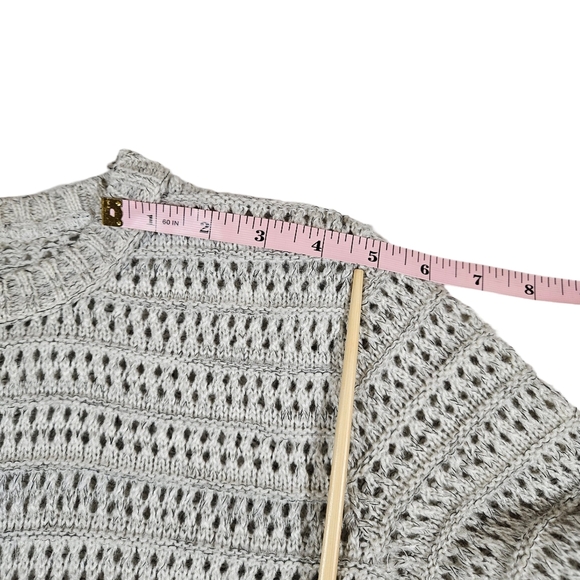 Open Knit Pull Over Sweater, Grey, Small - Picture 13 of 14